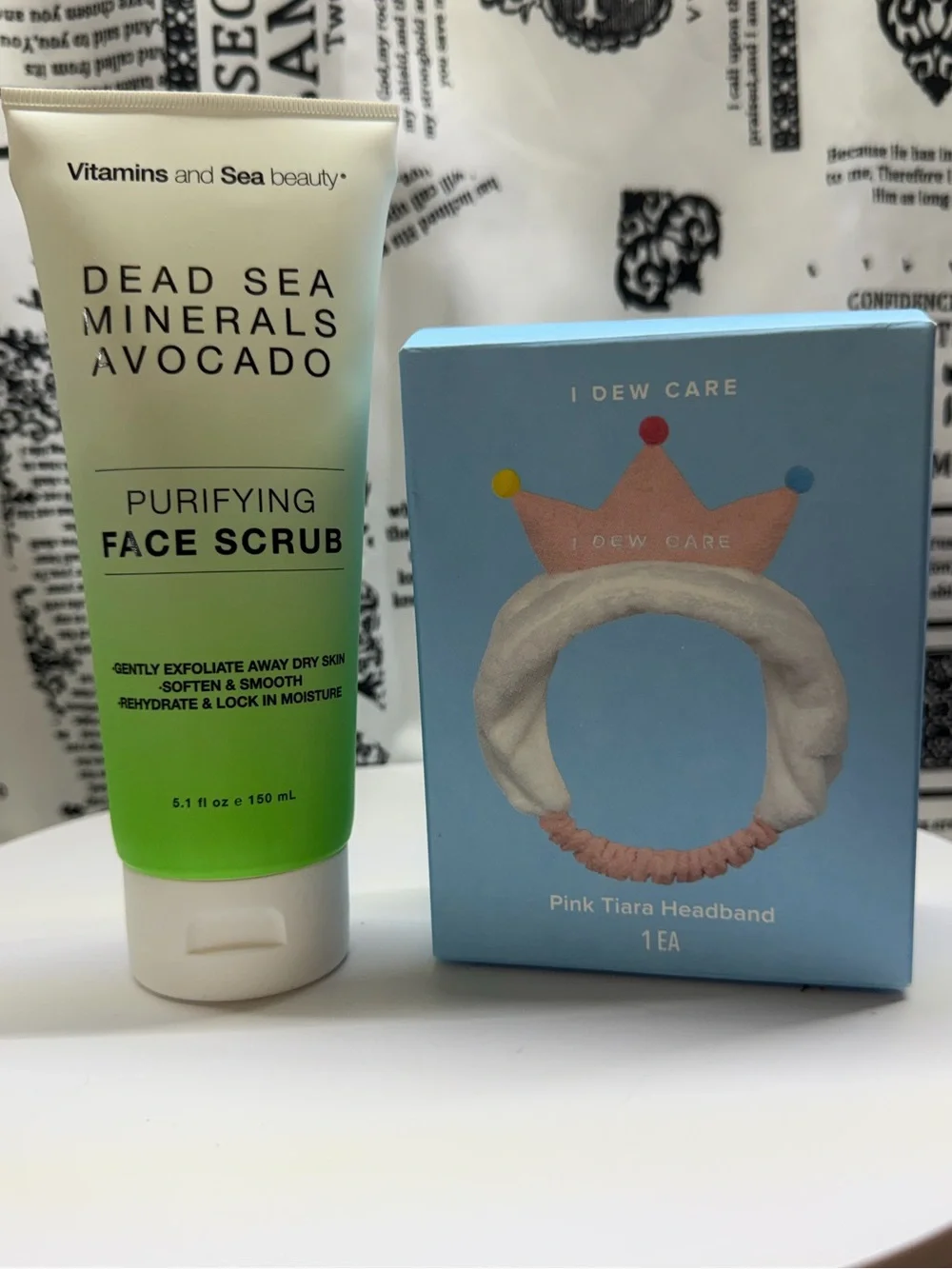 Dead Sea Minerals Avocado Purifying Face Scrub with headband